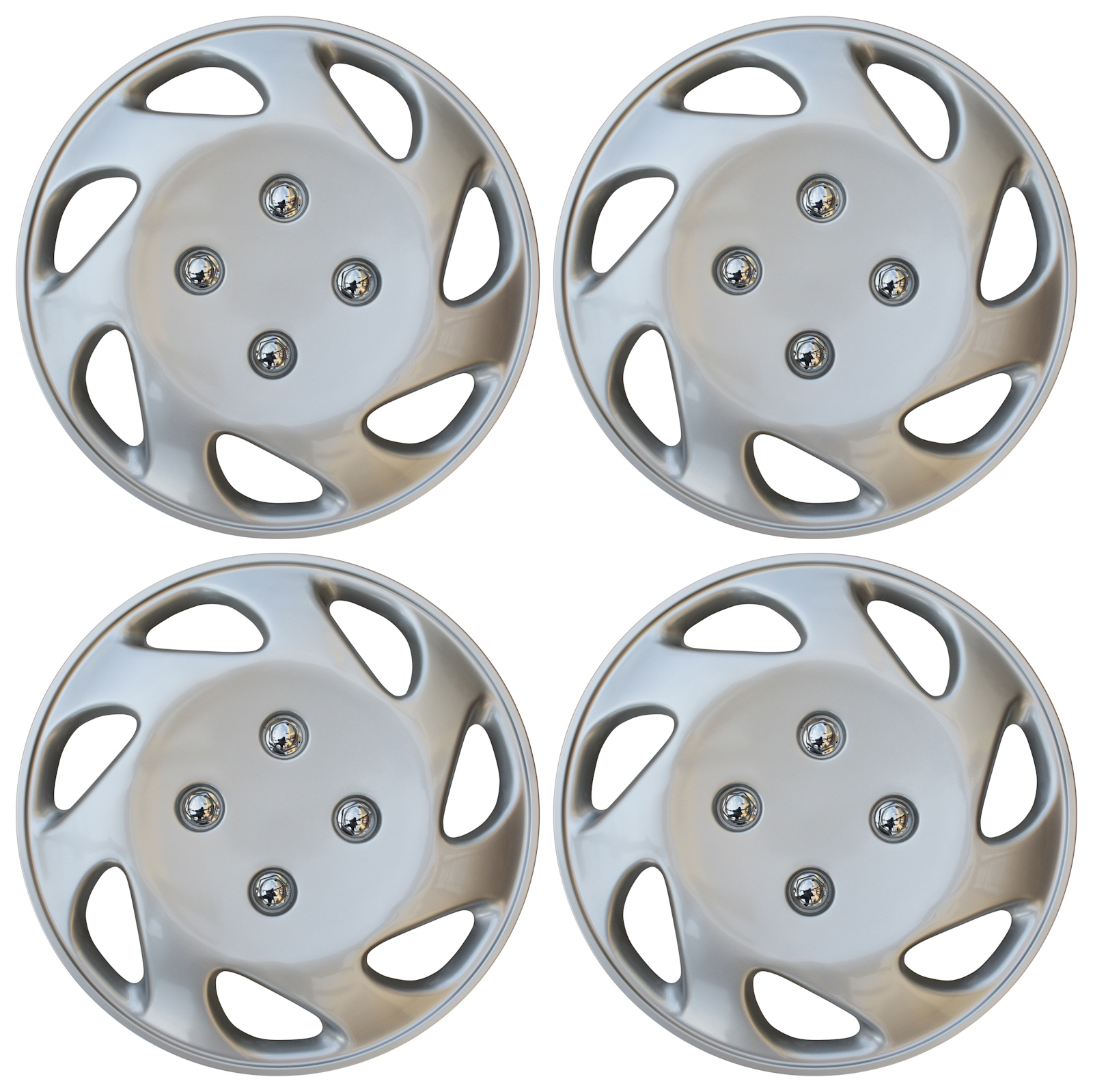 Hub Cap ABS Silver 14" Inch Rim Wheel Skin Cover Center 4 pc Set Caps