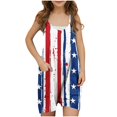 thumbnail image 2 of Mceream Girls 4th of July Romper Print Sleeveless Overalls with Pockets Independence Day Summer Sleeveless Casual Overalls Adjustable Straps Jumpsuit for 5-14 Years, 2 of 3