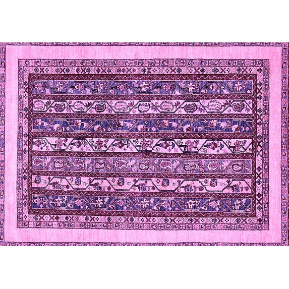 Ahgly Company Indoor Rectangle Abstract Purple Modern Area Rugs, 3' x 5'