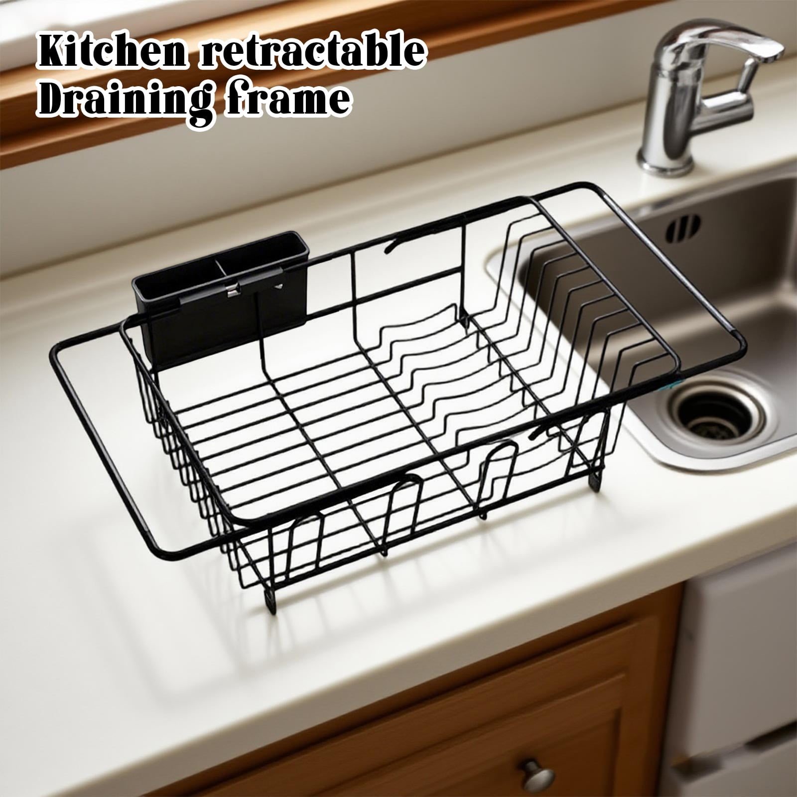 BallsFHK Dish Drying Rack In Sink, Expandable Stainless Steel Dish Drainer For Kitchen Sink