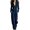 Dark Blue, variant on Women's Suede Jumpsuits Long Sleeve Wide Leg Zip Front Stand Collar Rompers Lightweight Comfy Fall Spring Workout One Piece Outfits Green XXXL