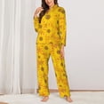 thumbnail image 2 of Honeii Sun Flowers print Women's Pajama Sets Long Sleeve Button Down Sleepwear Nightwear Soft Pjs Lounge Sets-Small, 2 of 7