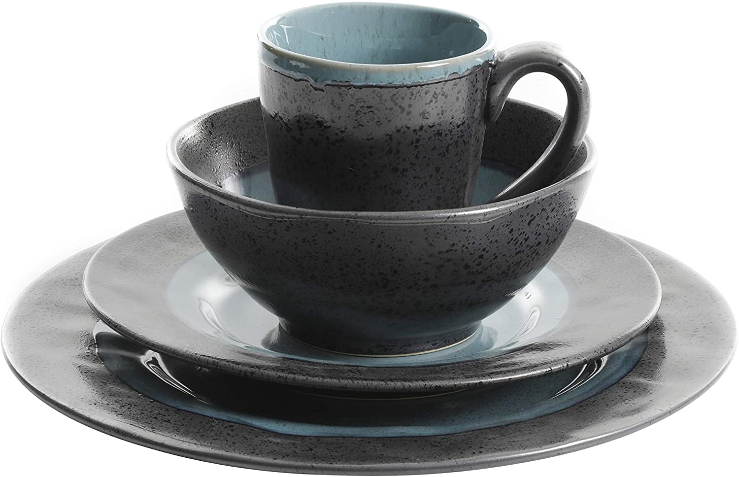 Gibson Elite Dragonstone 16-Piece Dinnerware Set - Aqua