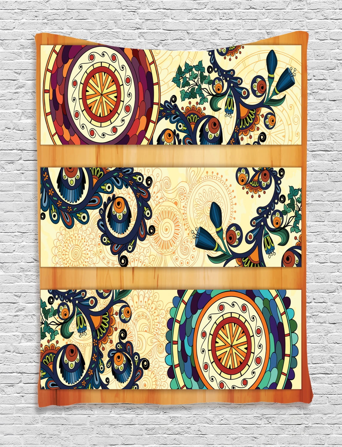 Batik Tapestry, Oriental Vintage Paisley Batik Pattern with Eastern Motifs in Flat Boho Art Design, Wall Hanging for Bedroom Living Room Dorm Decor, Batik Tapestry, Oriental Vintage Paisley Batik Pattern with Eastern Motifs in Flat Boho Art Design, Wall Hanging for Bedroom Living Room Dorm Decor,