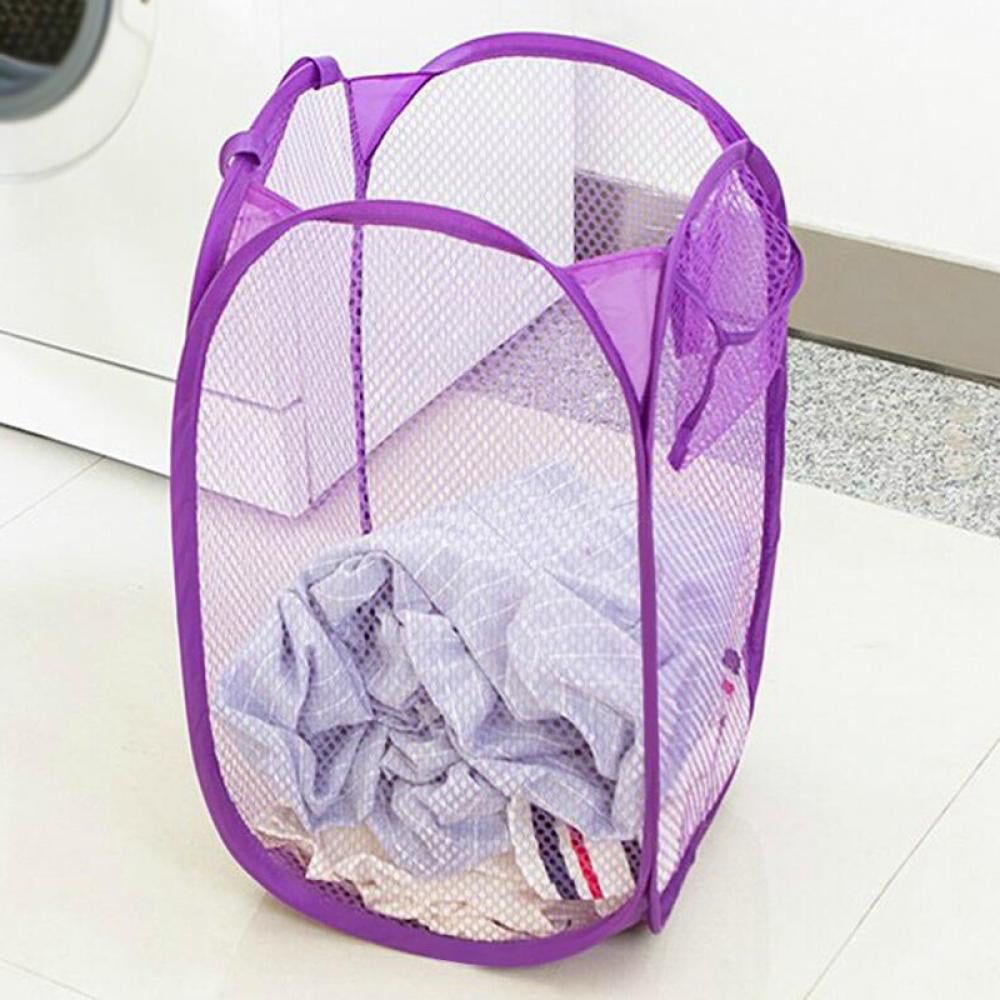 HOUSE AGAIN Strong Mesh Pop-up Laundry Hamper Easy to Open and Fold Flat for Storage Quality Laundry Basket with Drawstring Solid Bottom High Carbon Steel Frame 