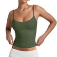 thumbnail image 2 of Women's Double Lined Basic Tank Top Adjustable Spaghetti Straps Sleeveless Camisole Shirts Army Green S, 2 of 5