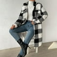 thumbnail image 5 of Bovemsi Trench Coats Women'S Autumn Or Winter Button Down Lapel Plush Plaid Coat Loose Long Fall Winter Clothes XL, 5 of 8