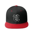 thumbnail image 2 of Daxton Classic Snapback Old English A to Z Numbers Initials Flat Bill Visor Cap-Black Red Hat, Letter U, 2 of 3