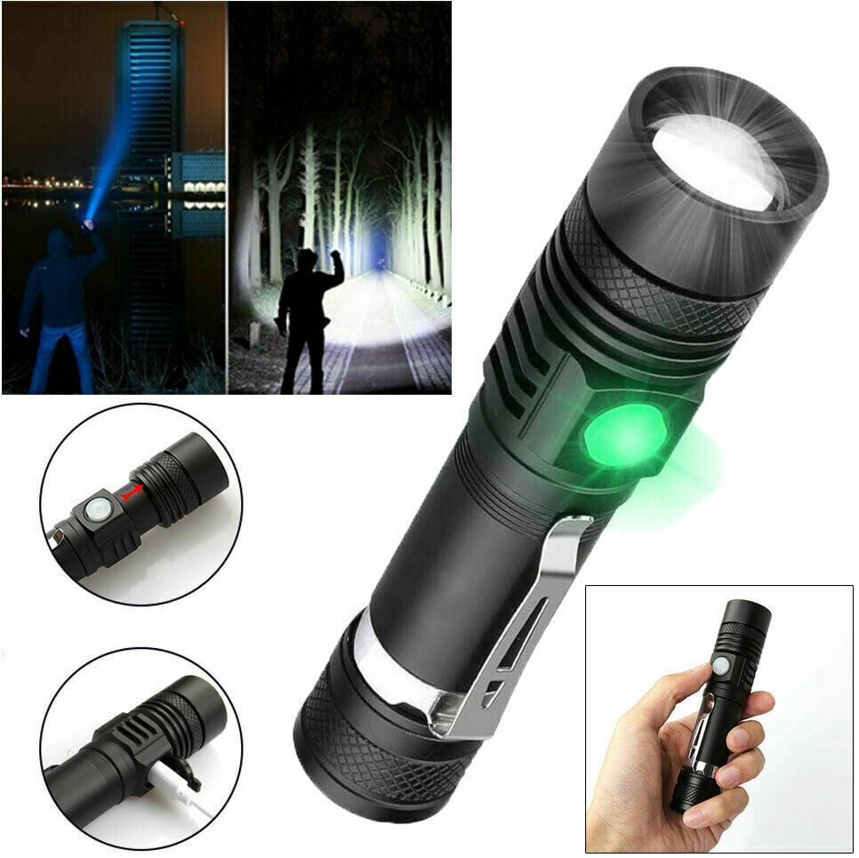 Tactical 90000LM XML-T6 Super Bright ZOOM LED Flashlight Rechargeable USB case 