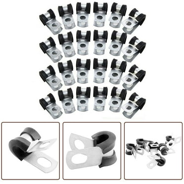 12/24Pcs Brake Line Clamp Rubber Lined P Clamp 3/16" (4.7mm) Wire For Attaching Brake Tube To Chassis ( Screw Or Rivet Through