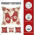 thumbnail image 3 of Merry Christmas Decorative Throw Pillow Covers 16x16 Set of 4, Xmas Ornaments Red Buffalo Plaid Check Outdoor Pillowcase, Let It Snow Glove Winter Holiday Farmhouse Cushion Case Home Decor, 3 of 6