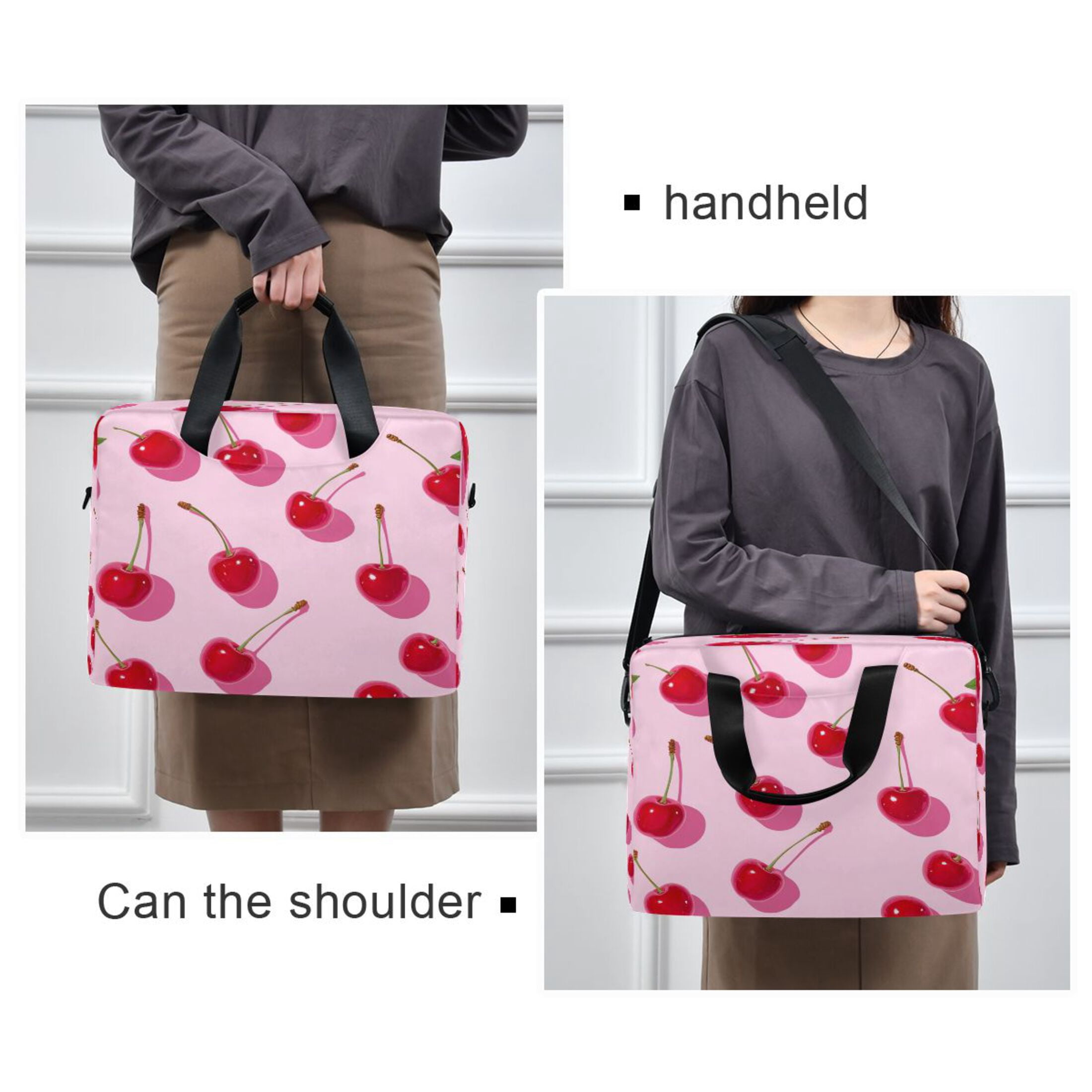 16" Laptop Tote Bag Laptop Sleeve Case Computer Briefcase for Work & Travel Red Cherries