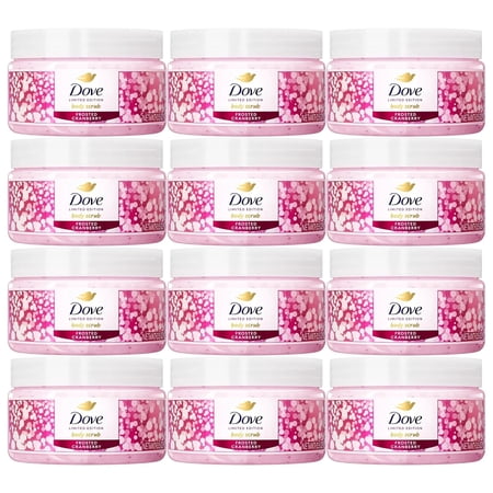 Dove Frosted Cranberry Body Scrub, Moisturizing Exfoliating Body Polish with Sweet Cranberry, Vanilla & Citrus Scent, 3.5 oz Jars, 12 Pack