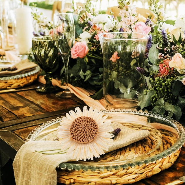 OUNONA 4Ud Para Servilletas De Plástico Con De Girasol Para Cenas Y Eventos