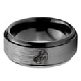 thumbnail image 2 of Tungsten Musician Electric Guitar Band Ring 8mm Men Women Comfort Fit Black Step Bevel Edge Brushed Gray Polished, 2 of 4