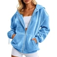 thumbnail image 3 of Womens Velvet Zip Up Hoodie Long Sleeve Oversized Hooded Sweatshirt Fall Velour Y2K Jacket with Pockets 2026 Fashion Clothes, 3 of 6