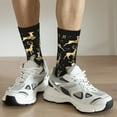 Uemuo Christmas Gold Deers Pattern Women's Crew Socks, Soft Durable