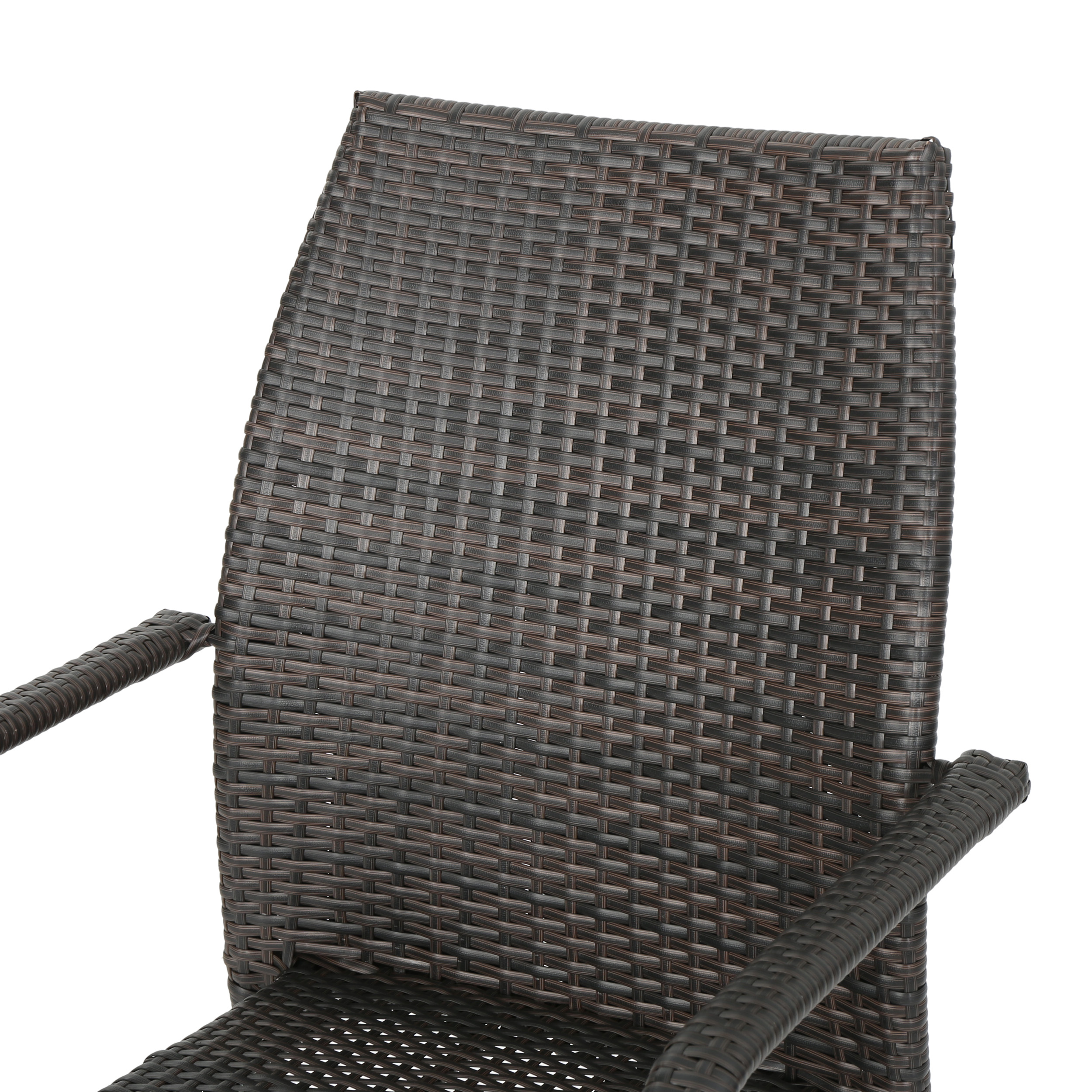 Landsbury Outdoor 3 Piece Wicker Chat Set with Stacking Chairs and Hourglass Side Table, Multibrown