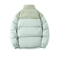 thumbnail image 3 of Htigea Men's Puffer Jacket Winter Warm Thick Padded Coat Trendy Patchwork Long Sleeve Coats Lightweight Outdoor Hiking Ski Jackets with Pockets Mint Green XL, 3 of 7