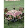 thumbnail image 4 of Outdoor Tablecloth with Umbrella Hole for Patio/Picnic/Party/Camping, Pink Orchid Flowers Waterproof Table Cloth Square Cover Washable, Vintage Floral Leaves Plants Spring (54"x 54"), 4 of 8