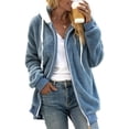 thumbnail image 3 of Akivide Chaquetas de forro polar para mujer, sudadera con capucha de gran tamaño, abrigos con cremallera para otoño e invierno, prendas de vestir cálidas para mujer, 3 of 5