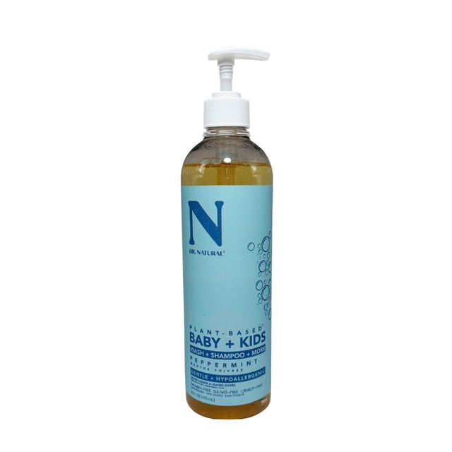 Dr. Natural Shampoo y Jabón Multiusos 473ml. Hierbabuena. 100% Natural. Bebé y Niño. 100% Hecho de Plantas y Aceites Naturales. Orgánico e Hipoalergénico.