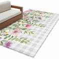thumbnail image 6 of Colorful Flowers Area Rug 3x5 Washable Rug Non Slip Spring Floral Leaves Botanical Gray Plaid Large Area Rug Indoor Floor Carpet for Entryway Bedroom Kitchen Living Room Home Office Dining Room, 6 of 8