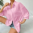 thumbnail image 5 of ShiShine Women's Oversized Long Sleeve Button Down Shirts Blouses Tops Collared Fall Tunics, 5 of 9