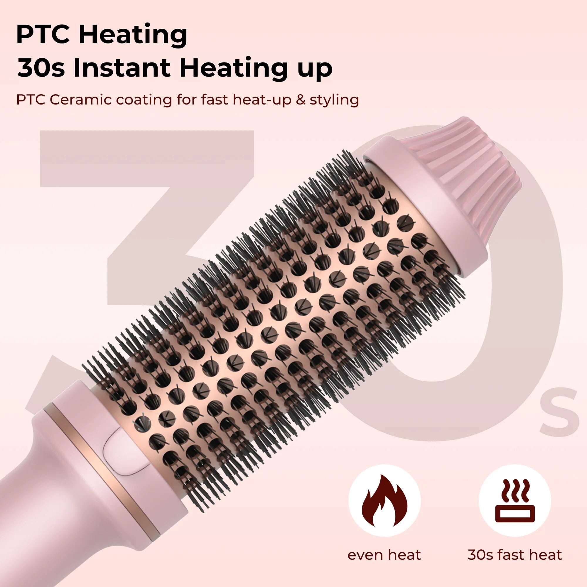 TrimTide Hot Air Brush Thermal Brush Heated Curling Iron Brush 32mm Round Brush Hair Curler LCD Display Curling Comb
