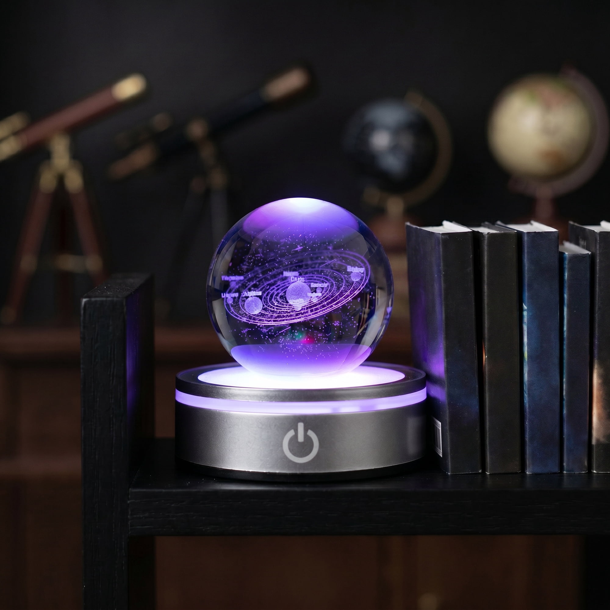 Unique Bargains Crystal Ball Figurine 3D Glass Ornament Purple A 2.4" x 2.4" x 3.3"