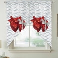 thumbnail image 2 of Valentine's Day Swag Curtains for Kitchen/Bedroom/Living Room, Red Love Gift Box Abstract Dots Stripes Scalloped Curtains 63 Inch Long, Window Swag Topper Curtains Valances 2 Panels Set 36"x63", 2 of 8