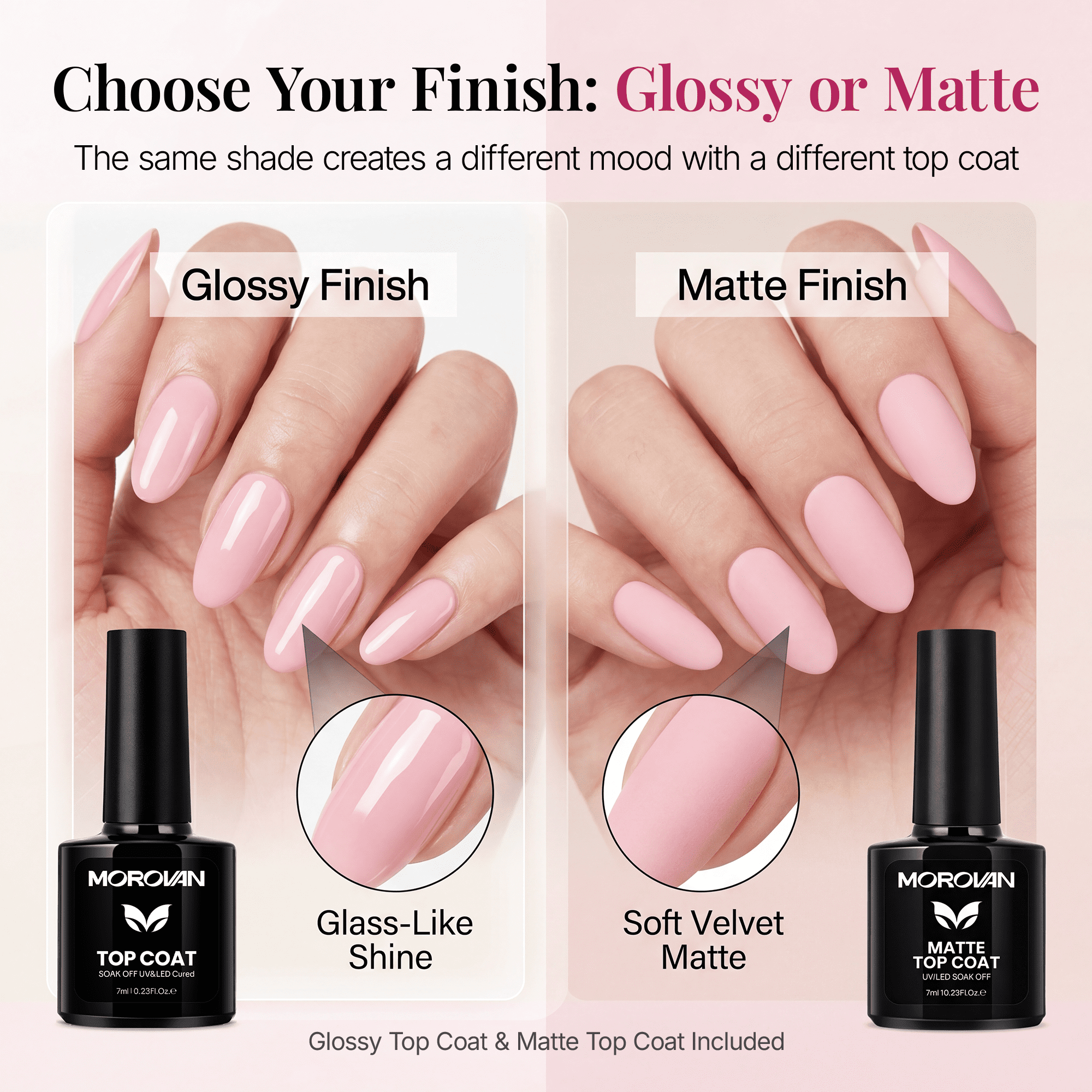 Morovan 13-Piece Sheer Nude Pink Gel Nail Polish Set with Base Coat, Top Coat & Matte Top Coat for Easy DIY Manicure