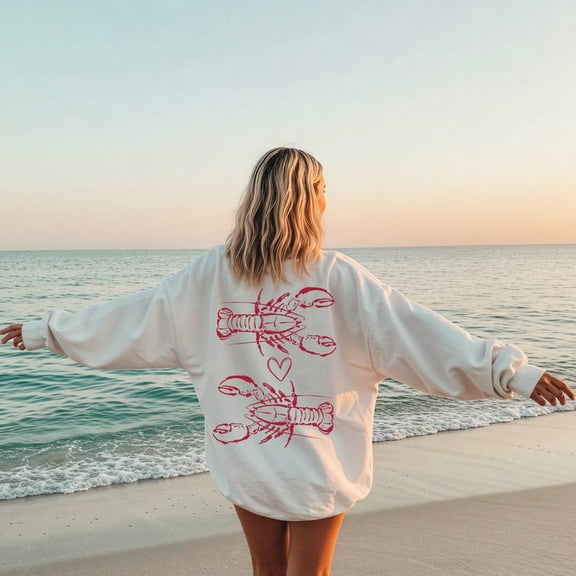 Lobster Maine Coastal Fisherman Style Graphic Sweatshirt All size S-3XL