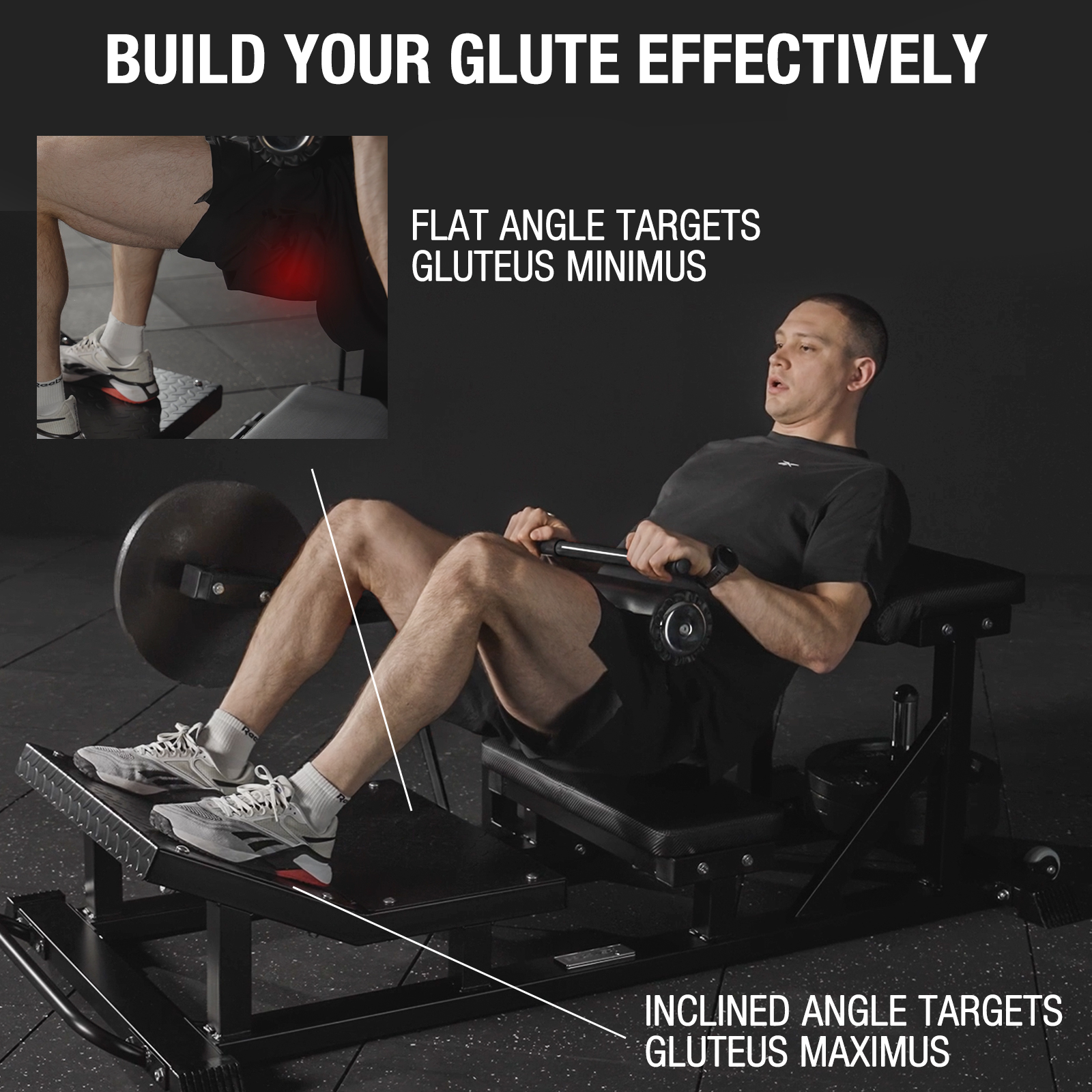 syedee Glute Bridge Machine, Heavy Duty Plate-Loaded Hip Thrust Machine, Glute Drive Machine for Glute Muscles Shaping(Black) - image 2 of 7