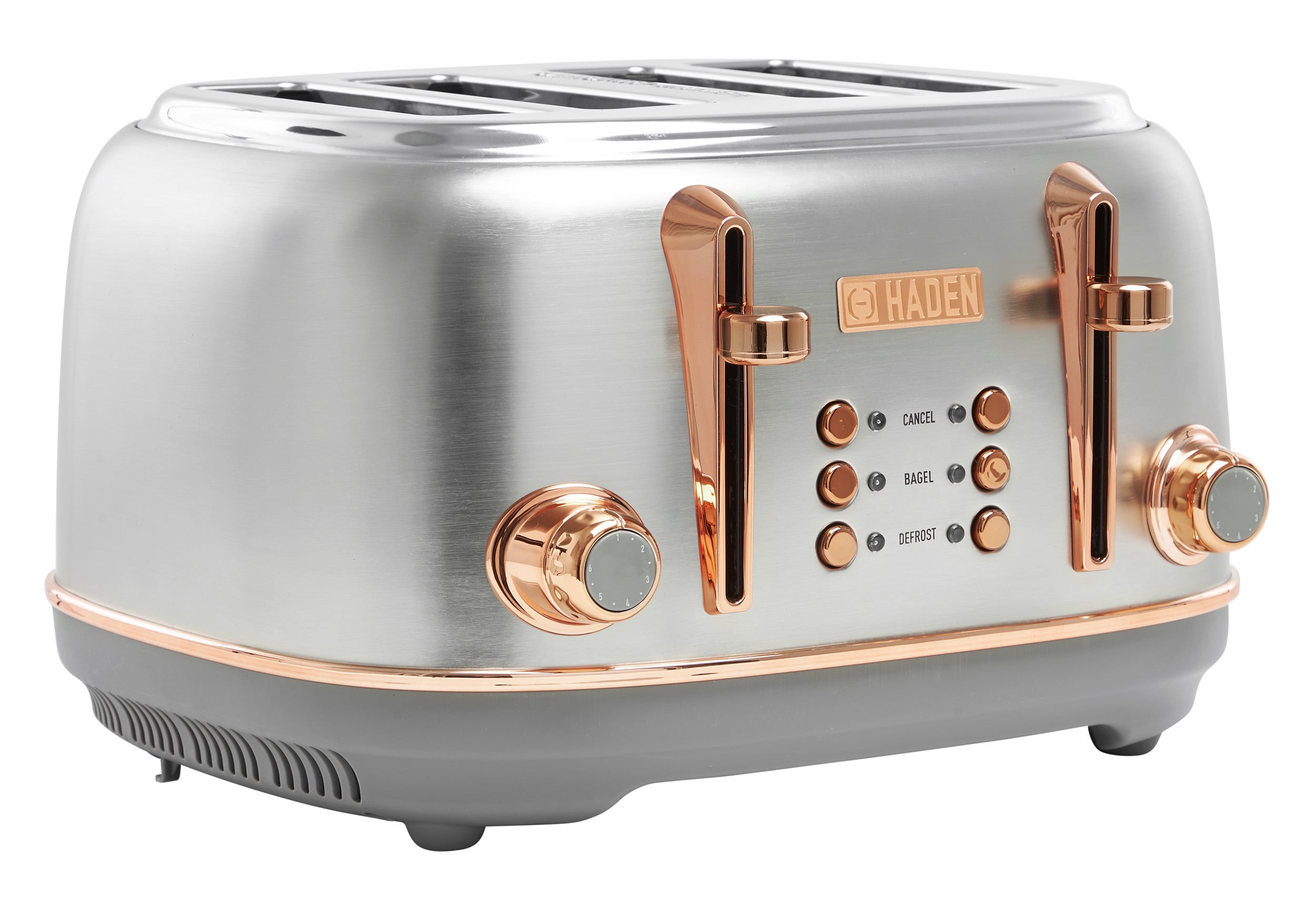 Haden Heritage 4Slice Wide Slot Toaster, Steel / Copper 75104