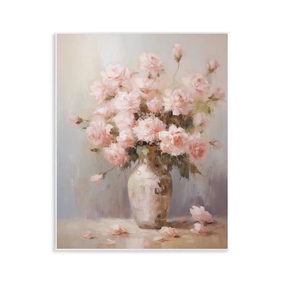 Stupell Industries Dainty Pink Rose Vase Plants & Flowers Painting Unframed Art Print Wall Art, 11 x 14