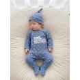 thumbnail image 5 of RUINIXCW Newborn Baby Boy Little Brother Outfit Waffled Knit Romper Letter Embroidered Dot Long Sleeve Infant Spring Fall Winter Clothes Bodysuit Jumpsuit Hat, 5 of 9