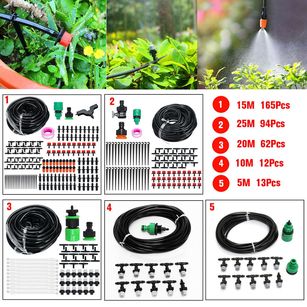 15m 25m DIY Micro Drip Irrigation System Auto Timer Plant Watering Garden Hose 