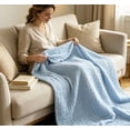 thumbnail image 5 of YFGEFTR Muslin Blanket, 51.2" x 59.1" Breathable and Lightweight Throw Blanket for Bed and Couch, Gauze Blanket for Adults All Season(Light Blue), 5 of 5
