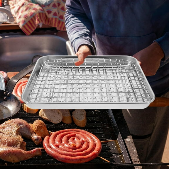 LEORX 1 Set Toaster Oven Baking Pan Stainless Steel for Hotel