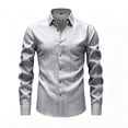 thumbnail image 4 of LODIENY Men's Stretch Wrinkle Free Dress Shirt Long Sleeve Collared Button Down Shirts Regular Fit Wedding Work Blouses Gray XXL, 4 of 7