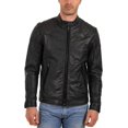 thumbnail image 2 of Men's Genuine Lambskin Leather Black Jacket Slim fit Biker Motorcycle jacket A891, 2 of 4