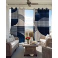 thumbnail image 6 of Boho Navy Blue Kitchen Curtains Modern Geometric Abstract Art Cafe Short Curtains for Bathroom Blackout Window Curtain Grommet Small Window Treatment Tier Drapes for Bedroom Living Room 27.5"x39"x2, 6 of 9