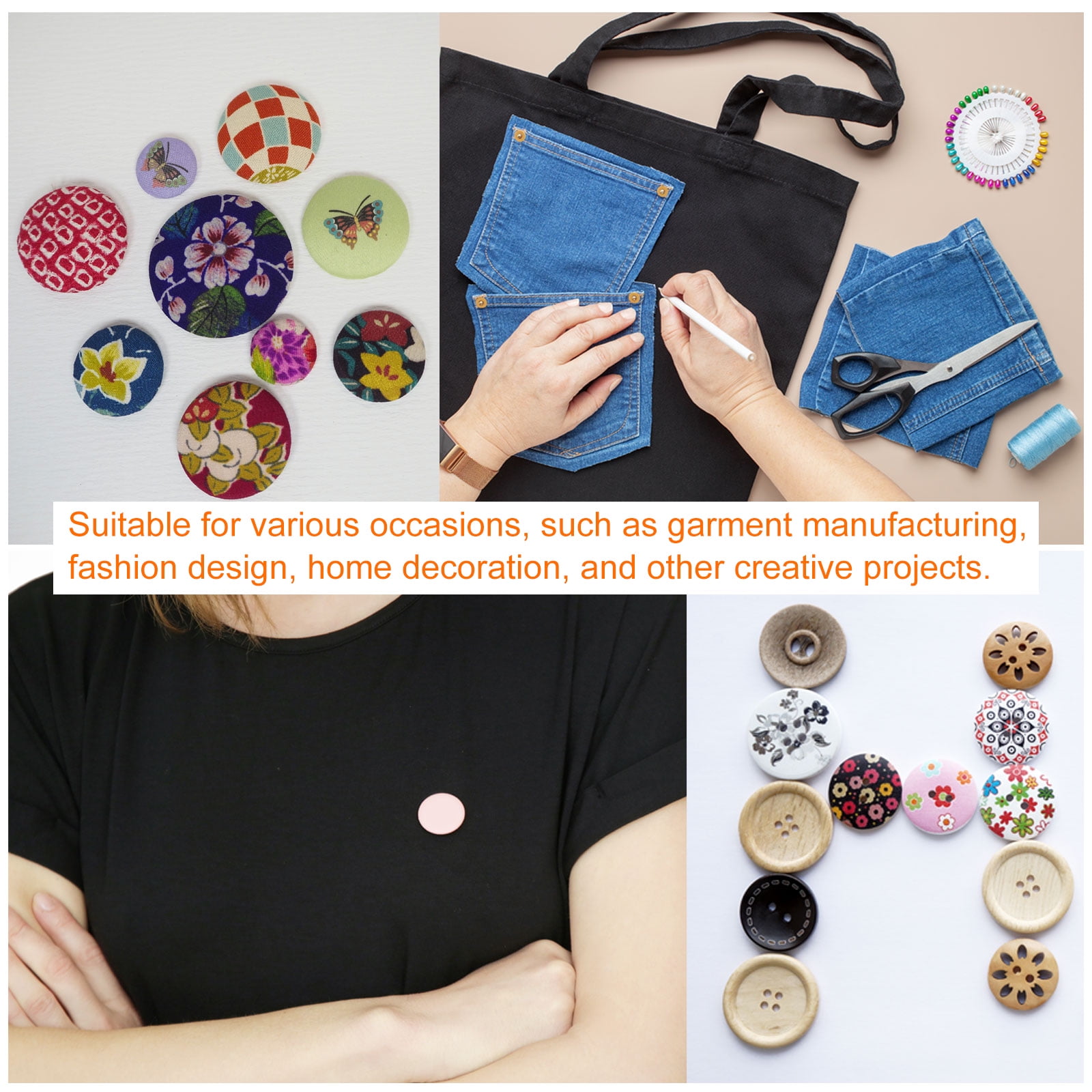Uxcell 500 Set Button Supplies 44L(27mm/1.1") Aluminum Button Parts for Button Maker Machine