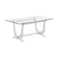 thumbnail image 2 of Room Designs Dining Table Glass: Clear Base: White Contemporary Rectangle, 2 of 3