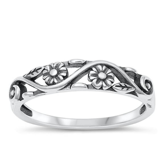 Flower Leaf Nature Rebirth Ring .925 Sterling Silver Band Jewelry Female Male Unisex Size 9