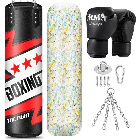 Saco de boxeo lleno de YORWHIN con esponja de 5 kg y guantes de boxeo de 350 ml