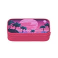 thumbnail image 2 of TEQUAN Large Capacity Pencil Case, Retro Vaporwave Palm Trees Pattern Pencil Pouch 2 Compartments Pencil Bag (Pink), 2 of 7