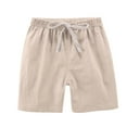 thumbnail image 4 of FNFYFH Cotton Linen Shorts for Kids 2 Packs Drawstring Waisted Athletic Shorts Summer Solid Bottoms,White, 4 of 8