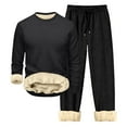 thumbnail image 2 of CharmCyan Men’s Long Sleeve Fleece Lined Pullover Top and Pants Set Casual Crewneck Sweatshirt Drawstring Waist Trousers Loungewear Outfit Black XL, 2 of 2